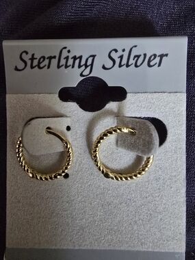 Kids Gold-Tone Twisted Hoop Earrings - Sterling Silver Carded